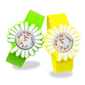Moda Copii Ceas De Flori De Crizantema Uita-Te La Copii De Student Silicon Impermeabil Cuarț Ceas De Mână Palmă Cadou Pentru Copii Ceasuri Copil