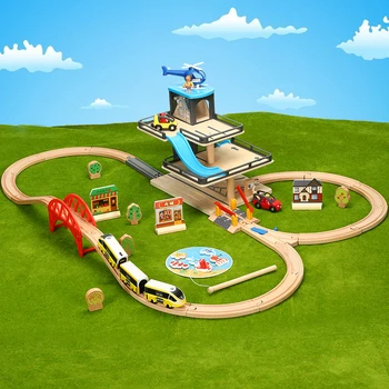 Cale de lemn de Parcare Compatibil Cu Thomas de Lemn Brio Cale de Tren pentru Copii Inerțiale de Mână Alunecare de Jucării Pentru Copii