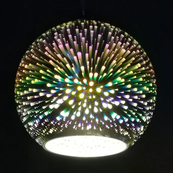 Nordic 3D Rotund de Sticlă Gravură Abajur de Lampă de Pandantiv Creative Singur Cap LED-uri de Lumină Agățat De Restaurant, Bar, Birou de Hotel Cafenea
