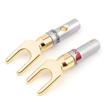 8Pcs/Lot Banana Plug de Tip Y Placat cu Aur Cupru Argint Banana Conectori Difuzor Cablu Adaptor Conectori de Sârmă de Kit