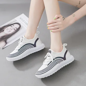 Femei pantofi pentru femei adidași de moda cu dungi pantofi casual low-top respirabil pantofi de alergare în aer liber dantela-up pantofi de tenis