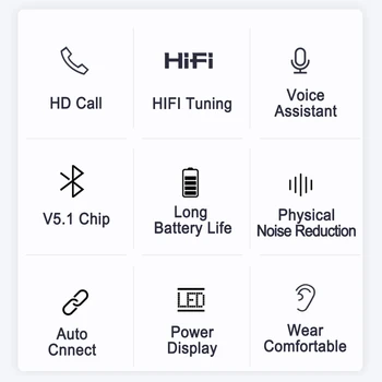 Va trateaza Bluetooth 5.1 Căști HIFI Tuning Cască Stereo Wireless Sport Căști Cu Microfon Display LED Mare de Încărcare a Bateriei Cutie