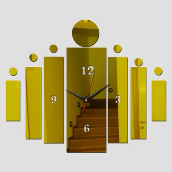 Noi Reloj Comparativ Oglindă Ceas De Perete Ceasuri Cu Design Cuarț Geometrice Singură Față Acrilice Diy Ceas Sticker Decor