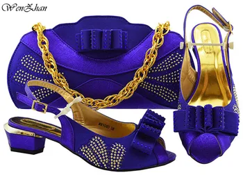 Cele mai recente Piersic Femeile italiene de Nunta Pantofi și Sac Decorate Cu Flori Nigerian și Pantofi de Potrivire Genti Pentru Femei B93-2