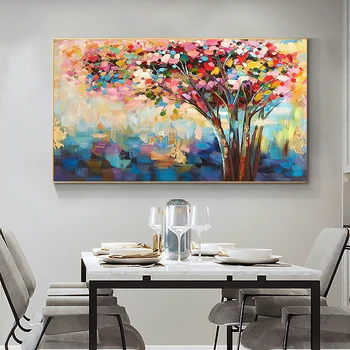 Modern Panza Pictura Copac, Floare, Natură, Peisaj Postere și ulei de Printuri de Arta de Perete Imaginile Pentru Camera de zi Cuadros Decor Acasă