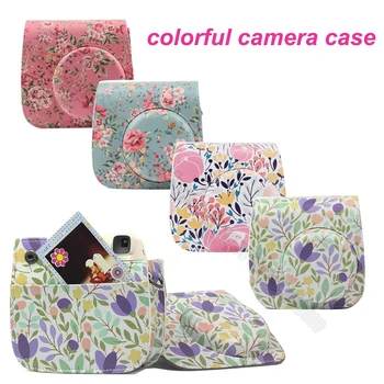 Fujifilm Instax Mini Camera colorat Caz pentru Fuji Instax Mini 8 9 aparat de Fotografiat cu PU Piele - Rose, Albastru, roz, verde Pădure Roz
