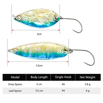 Goture 2 buc/pachet Lingura de Metal de Pescuit Nada Micro Turnare Linguri Mini Greu Momeală Artificială De Pescuit de apă Dulce 2.8 g sau 4g