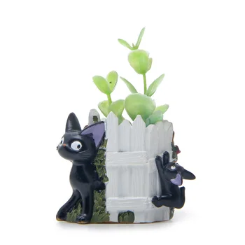 Hayao Miyazaki Pisica Neagra Figurine Suculente În Ghiveci De Flori Ornament Zână Miniaturi Ghivece De Grădină Moss Gnome Meserii Decor