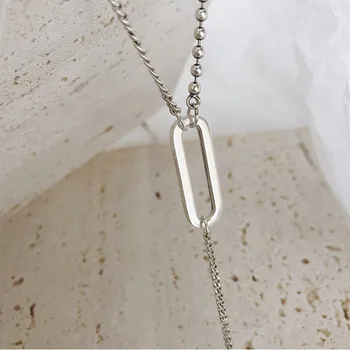 XIYANIKE Minimalist Argint 925 Ciucure Lung Colier Trendy pentru Femei Creative Paper Clip Clavicula Lanț de Partid Bijuterii