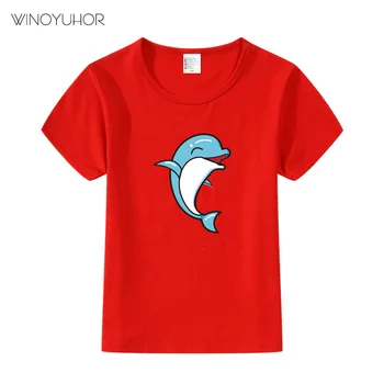 Delfin Design pentru Copii Drăguț T-Shirt Băieți și Fete Desene animate Dolphine Vară O-Gât Topuri Tricouri Copii Haine Casual