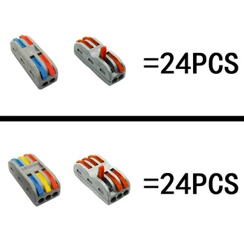 48PCS/Cutie PCT-222 Sârmă Conector mini repede fir Conectori Universal Compact Cabluri Conductoare Terminal Block SPL-2/3 SPL-2C/3C