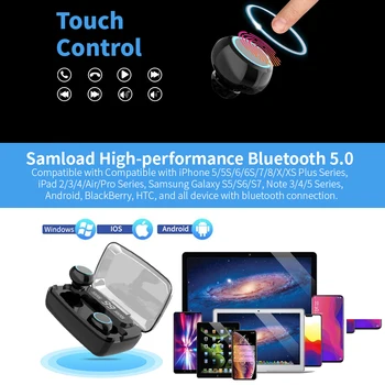Wireless Căști Bluetooth V5.0 TWS Căști fără Fir Bluetooth LED Cu Putere 3500mAh Banca Căști Cu Microfon