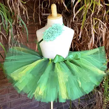 Fete pentru copii Verde Fusta Tutu pentru Copii Balet-Dans de Fete Tutu Fusta Pufos Petrecere fusta de Balet de Fuste cu Flori cu Bandă de susținere