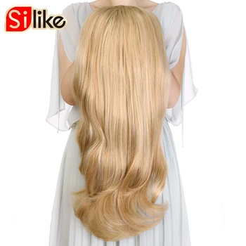Silike Sintetice 3/4 jumătate peruca Ombre Culoarea Blondă, cu Părul Lung Temperatură Înaltă Glueless Cosplay Peruci Pentru Alb/Negru pentru Femei