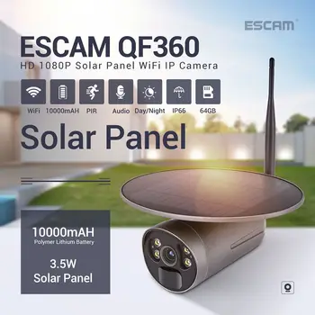 ESCAM NOI QF360 1080P Nor de Stocare WIFI Baterie Alarmă PIR Camera IP Cu Panou Solar Plin de Culoare Viziune de Noapte Două căi Audio IP66