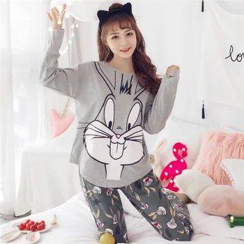 Coreea De Sud Fete Pijamale Pijama Set De Iepure De Desene Animate Homewear Drăguț Pijamale, Costume De Îmbrăcăminte De Noapte Pijamas Seturi Sexy Femei Haine De Acasă