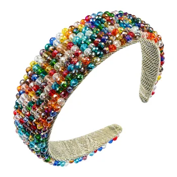 Baroc Colorate Pe Deplin Crystal Headband Pentru Femei Flash Lux Stras Margele Largă Bentițe De Sex Feminin Petrecere De Nunta Headwrap