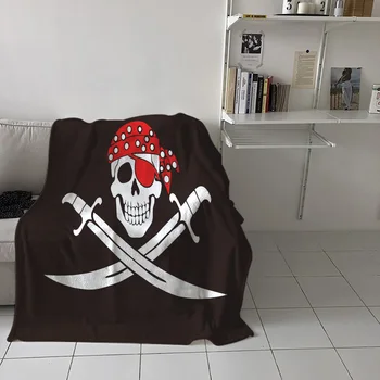 Portabil Pătură Moale Pirat Craniu Sabia Arunca Pătură Caldă Canapea Lenjerie De Pat Decoratiuni De Craciun Pentru Casa Pături
