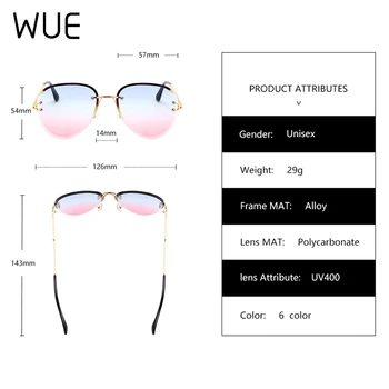 Fără ramă de ochelari de Soare pentru Femei Brand Designer de Ochelari de Soare Gradient Nuante de Tăiere Obiectiv Doamnelor Fara rama de Metal Ochelari de soare UV400