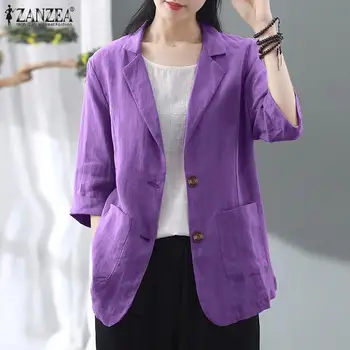 Femei Jachete de Toamna ZANZEA 2021 Moda Solid Sacouri Office Sacou Doamnă Femei Plus Dimensiune Îmbrăcăminte Subțire Cardigan Casual 5XL