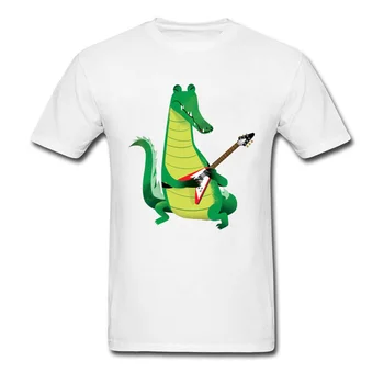 Crocodil verde Chitara Gâtul Rundă T camasi Toamna Tricou 2018 Reducere Bumbac Tricouri Personalizate Barbati Camisetas