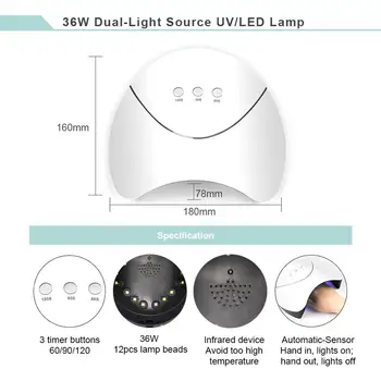 COSCELIA 54W Lampa Gel Unghii Set de Instrumente Pentru Set Manichiura Pentru Unghii Semi-Permanent UV Lac Instrumente Pentru Manichiura Unghii Kit