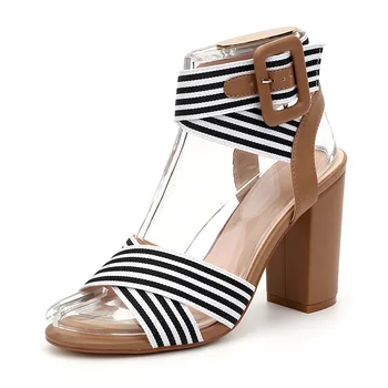 De Vară 2020 Femei Gladiator Sandale Platforma Pătrat Cu Toc Stirped Glezna Curea De Moda Casual, Pantofi Doamnelor Zapatos De Mujer