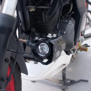 2 BUC 125W 12V U8 Motocicleta LED Faruri Led DRL Moto la fața locului șeful de Lumină Lampă cu 4 Culori shell 125W motocicleta lumina reflectoarelor cu Comutator