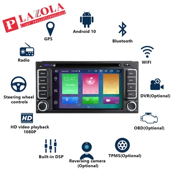AutoRadio 2 din Android 10 Stereo Auto GPS DVD Player Pentru Toyota Land Cruiser Corolla, RAV4 Hilux Prado Vios 4 Runner 2000-2006