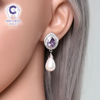 HanCheng Noua Moda de Lux Legăna Atârnat Bijuterie de Piatra AAA Zircon CZ Apa Perla Picătură Cercei Pentru Femei Bijuterii brincos bijoux