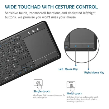 Zienstar AZERTY franceză 2.4 G Wireless Tastatura cu Touchpad-ul pentru Windows PC,Laptop,Ios pad,Smart TV,HTPC IPTV,Android Box