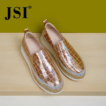 JSI Primăvară Nouă Casual Apartamente Platforma de Paie Pescar Slip-on pentru Femei de Moda Confortabil Pantofi din Piele Pantofi Pene JO396