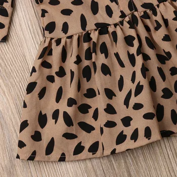 2019 Copii Copilul Fetita Tricou Rochie De Toamna Cu Maneci Lungi Butoane Leopard De Imprimare Haine De Petrecere, Rochii Tutu Îmbrăcăminte Drăguț