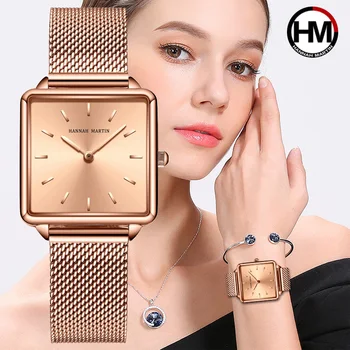 NOUL Ceas pentru Femei Brand de Moda din Oțel Inoxidabil Plasă de Centura Ceasuri Simplu Doamnelor Pătrat Mic Dial Cuarț Ceas Rochie Ceasuri de mana