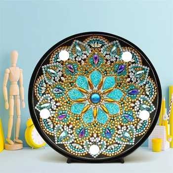 HUACAN 5D DIY Diamant Pictura Lampă cu LED-uri Mandala Broderie Mozaic Kit Decoratiuni de Craciun Pentru Casa Cadou