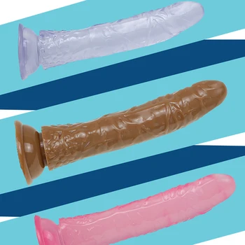 FLXUR Realist Jelly Vibrator ventuza Puternica de sex Masculin Artificial Penis Adult Jucărie Sexuală pentru Femei Anal Plug Vagin Masturbator de sex Feminin
