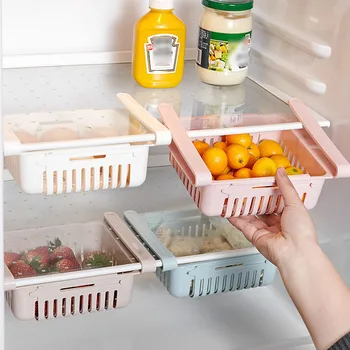 Reglabil Bucătărie, Frigider, Raft De Depozitare Acasă Organizator Container Pentru Alimente Frigider Sertar Cutii De Depozitare Rack Raft Retractabil