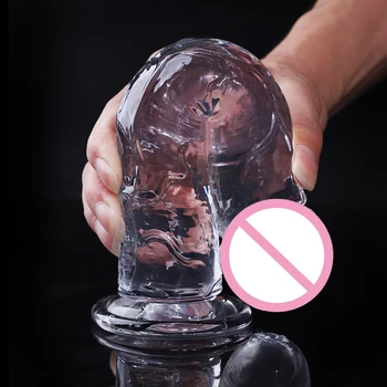 Transparent Realistic Dildo Anal, Dop de Fund ventuza Puternica Vibrator Toy Realist Penis punctul G la Femeie la Orgasm jucarii Sexuale