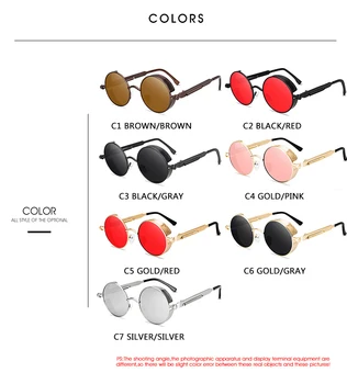 Clasic in stil Gotic Steampunk ochelari de Soare Ochelari de Soare Barbati Femei de Brand Designer de Epocă Rotund Ochelari de Moda de Conducere UV400 Ochelari de cal