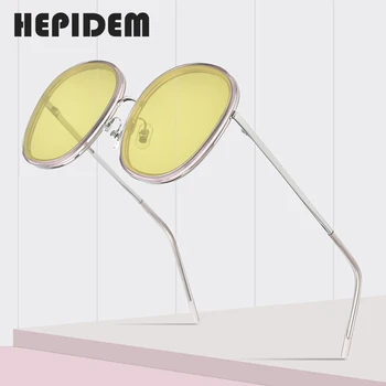 HEPIDEM Rotund Ochelari de Soare pentru Femei 2020 Brand de Lux de Moda de Înaltă Calitate din Aliaj de Acetat de ochelari de Soare Barbati cu Nylon Lentila 9135