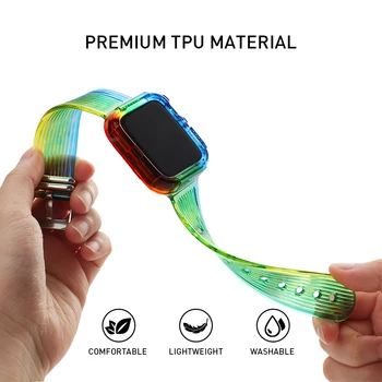 Culorile curcubeului Sport Curea pentru Apple Watch SE 6 Benzi de Silicon Transparent pentru Iwatch 5 4 3Strap 38mm 40mm 42mm 44mm