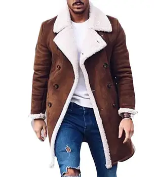 Genuo Jacheta de Iarna pentru Bărbați de Lână Cald Iarna Șanț Lung Uza Butonul Smart Palton Palton Impermeabil, Windproof