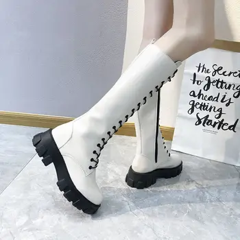 Femei Iarna Cizme îmblănite 2020 Nou Genunchiul Pantofi pentru Femei de a Crește Confortul Platforma Cizme stil Gotic Femei Glezna Chunck Cizme Negre