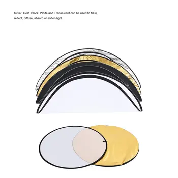 LESHP 110cm 5-în-1 Pliabil Multi-Disc Reflector Lumina Translucid de Argint, Aur Alb și Negru pentru Fotografie de Studio