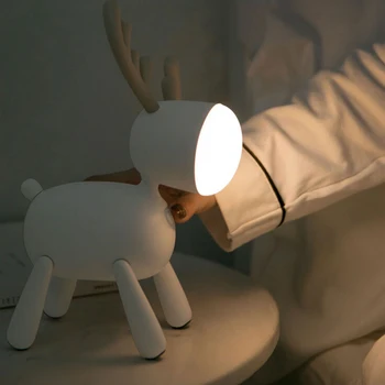 Ren, de Elan, de Cerb Rotativ Lumina de Noapte Coada Calendarul Reglabil USB Lampa de Dormitor Copii Decor Desktop decor de Crăciun lampa