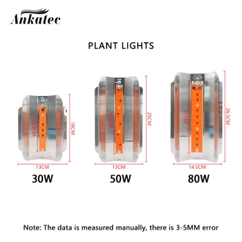 LED cresterea plantelor lampa COB 30W 50W 80W AC110V 220V spectru complet 380-780mm cu efect de seră hidroponică plantarea de flori rezistent la apa