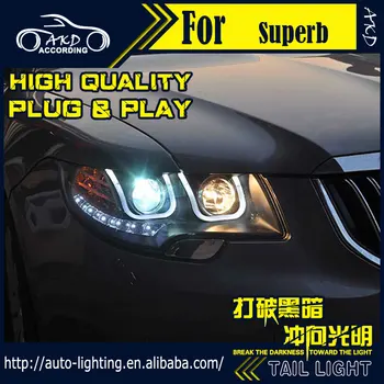 AKD Styling Auto Lampă de Cap pentru Skoda Superb Faruri LED 2010-Superb DRL H7 D2H Ascuns Opțiune Angel Eye Bi Xenon Fascicul