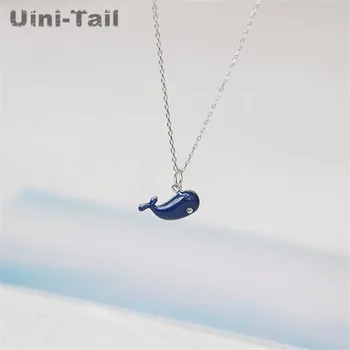 Uini-Coada hot nou 925 sterling silver blue epoxidice balena drăguț colier moda coreeană valul fluxului dulce de înaltă calitate GN297