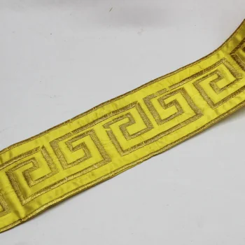 YACKALASI 6 Yds/Mulțime de Aur Broderie cu Panglica de Dantela de Fier Pe Banda de Ornamente de Aur și de argint Metalic aplicatiile 5cm