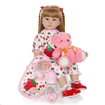 Mare de 60 cm bebe Renăscut Copilul Fata de Păpuși realiste Printesa perucă blondă silicon vinil Renăscut baby Doll lol Pentru Copii, cadou jucarii